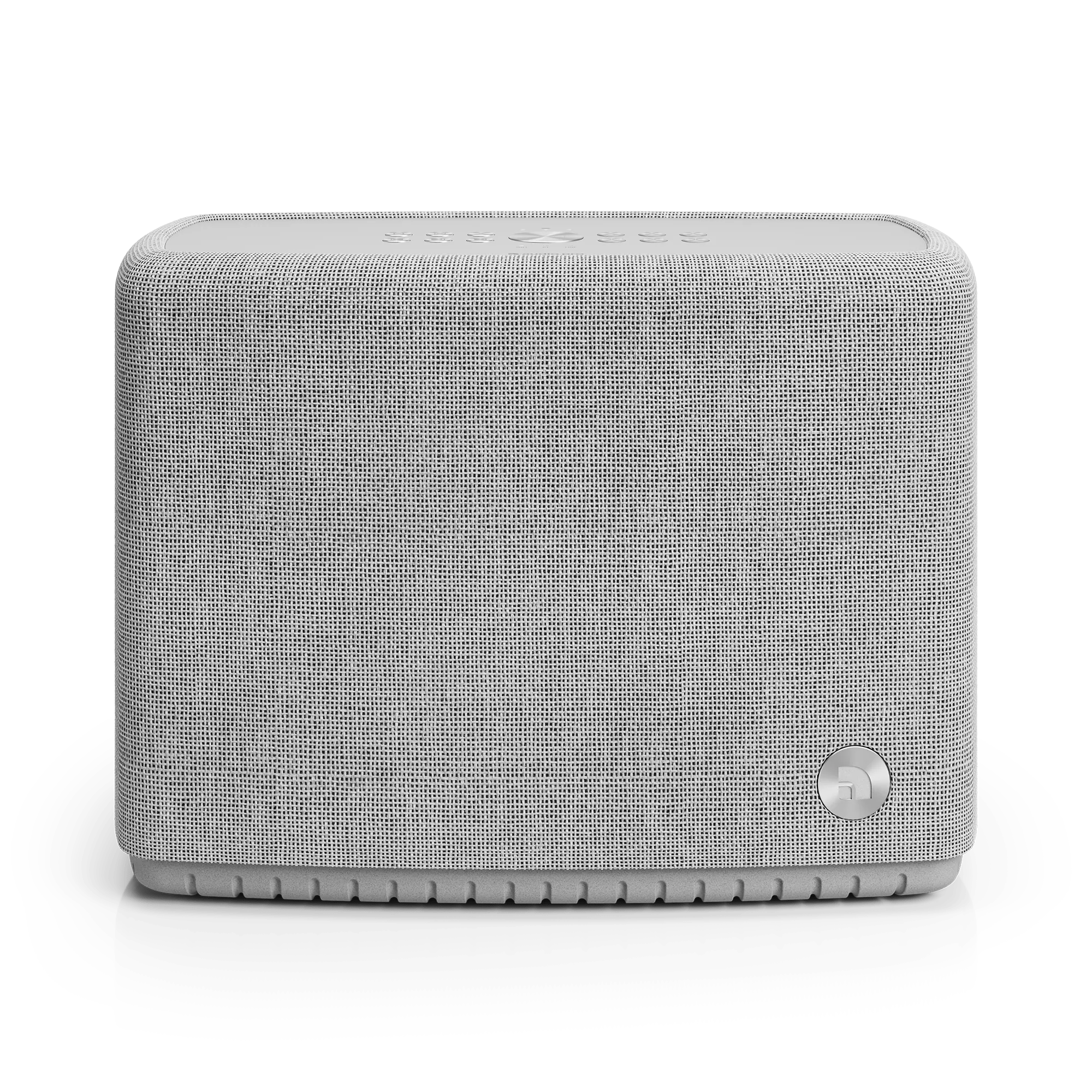 Audio Pro A15 in Hellgrau mit stoffbezogener Frontansicht