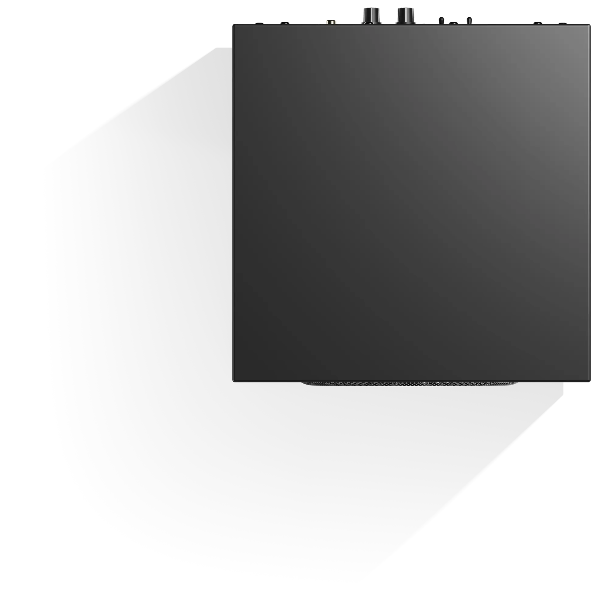 Draufsicht auf den schwarzen Audio Pro SW-10 Subwoofer mit glatter Oberfläche