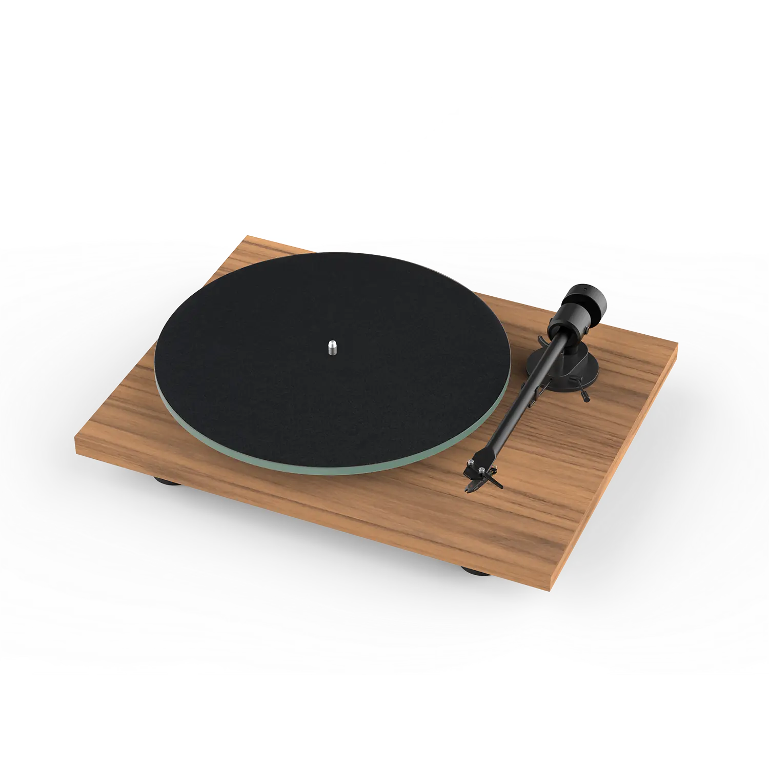 Pro-Ject T1 EVO Plattenspieler in Walnuss-Optik mit Glasplattenteller und Aluminium-Tonarm, perfekt für Audio Pro Multiroom-Lautsprecher