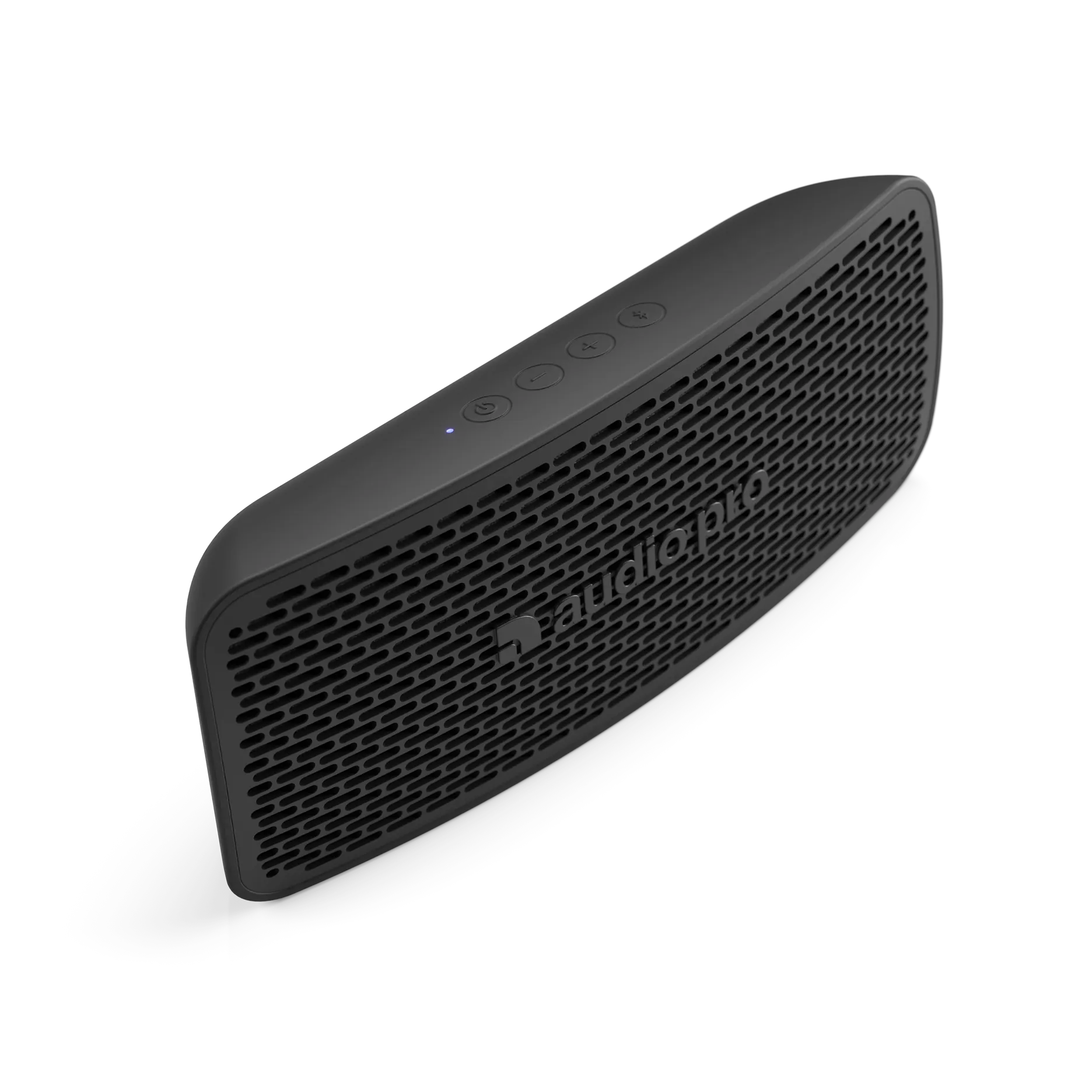 Audio Pro P5 Bluetooth-Lautsprecher mit sichtbaren Bedientasten und aktivierter Bluetooth-Verbindung
